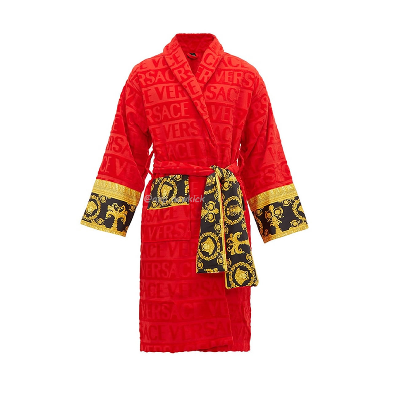 Versace Baroque Logo Jacquard Cotton Bathrobe (1) - newkick.vip